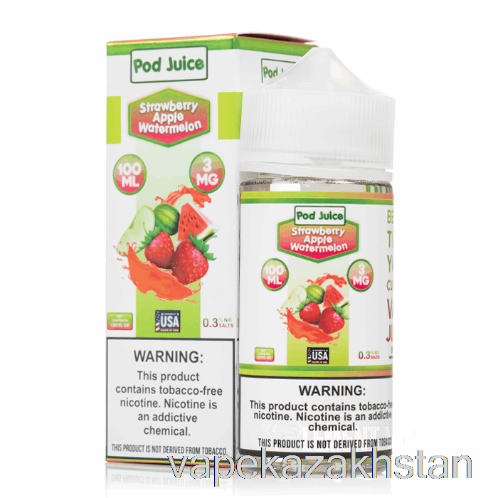 Vape Kazakhstan Strawberry Apple Watermelon - Pod Juice - 100mL 0mg